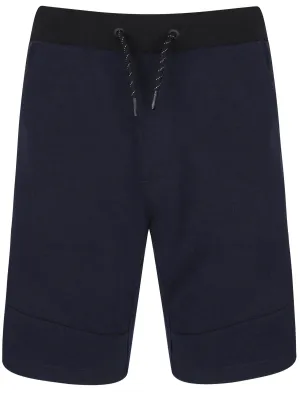 Akah Loop Back Fleece Jogger Shorts In Navy - Dissident