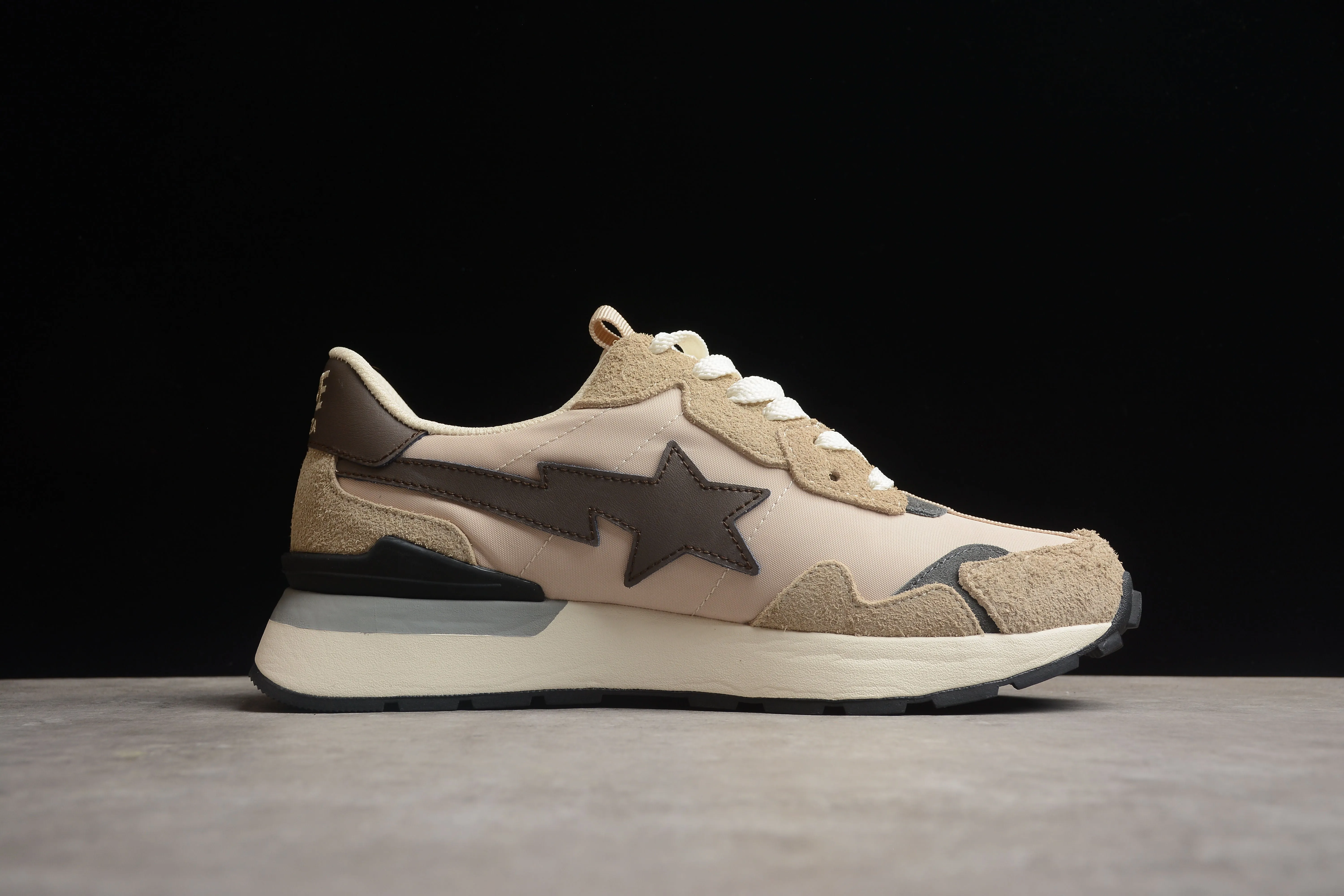 BAPE STA Retro Runner Beige and Brown Sneakers