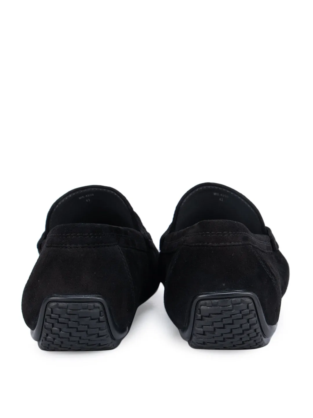 Black Suede Moccasins With Metal Buckle