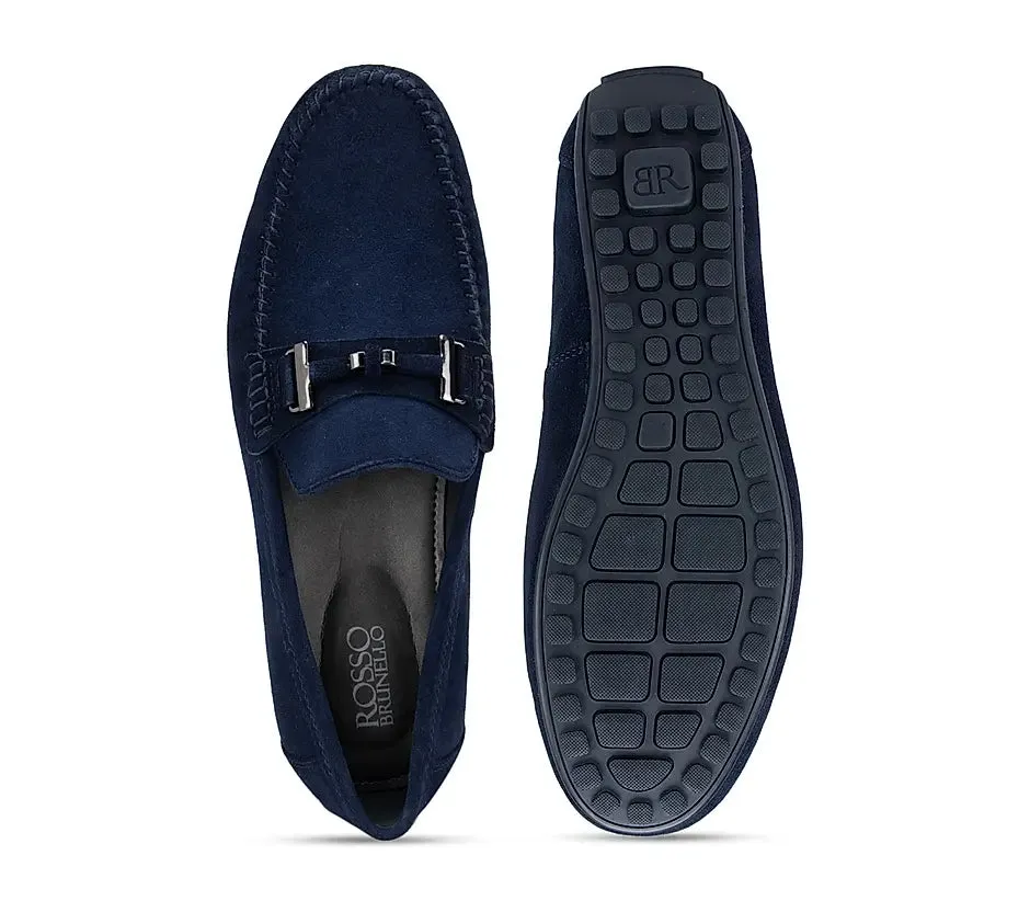 Blue Suede Moccasins With Buckle