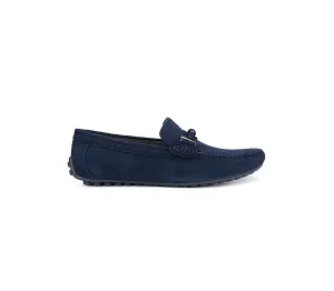 Blue Suede Moccasins With Buckle