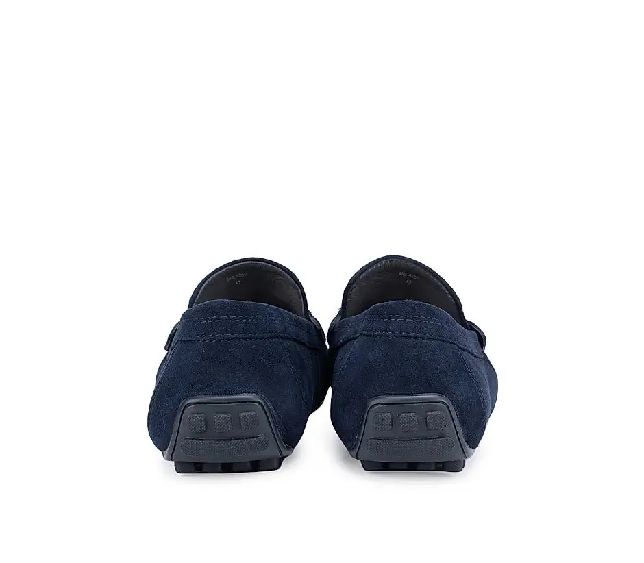 Blue Suede Moccasins With Buckle