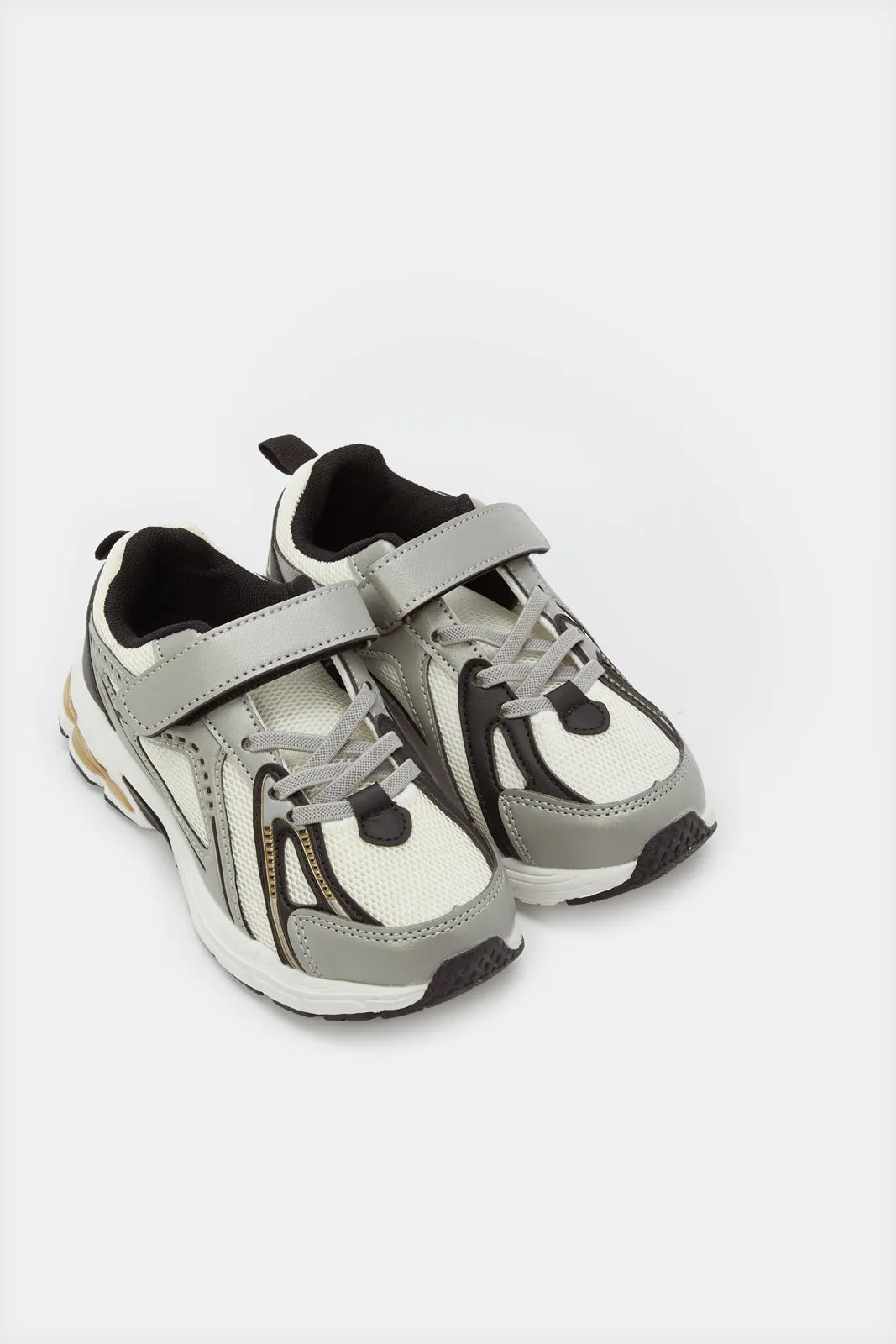 Boys Grey Overlayed Trainers