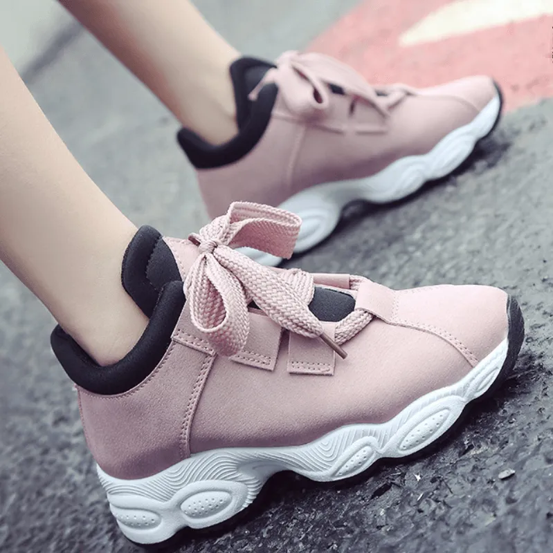 Chunky Suede Strap Round Toe Sneaker