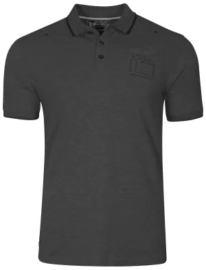 Cotton Polo Shirt in Charcoal Marl - Dissident