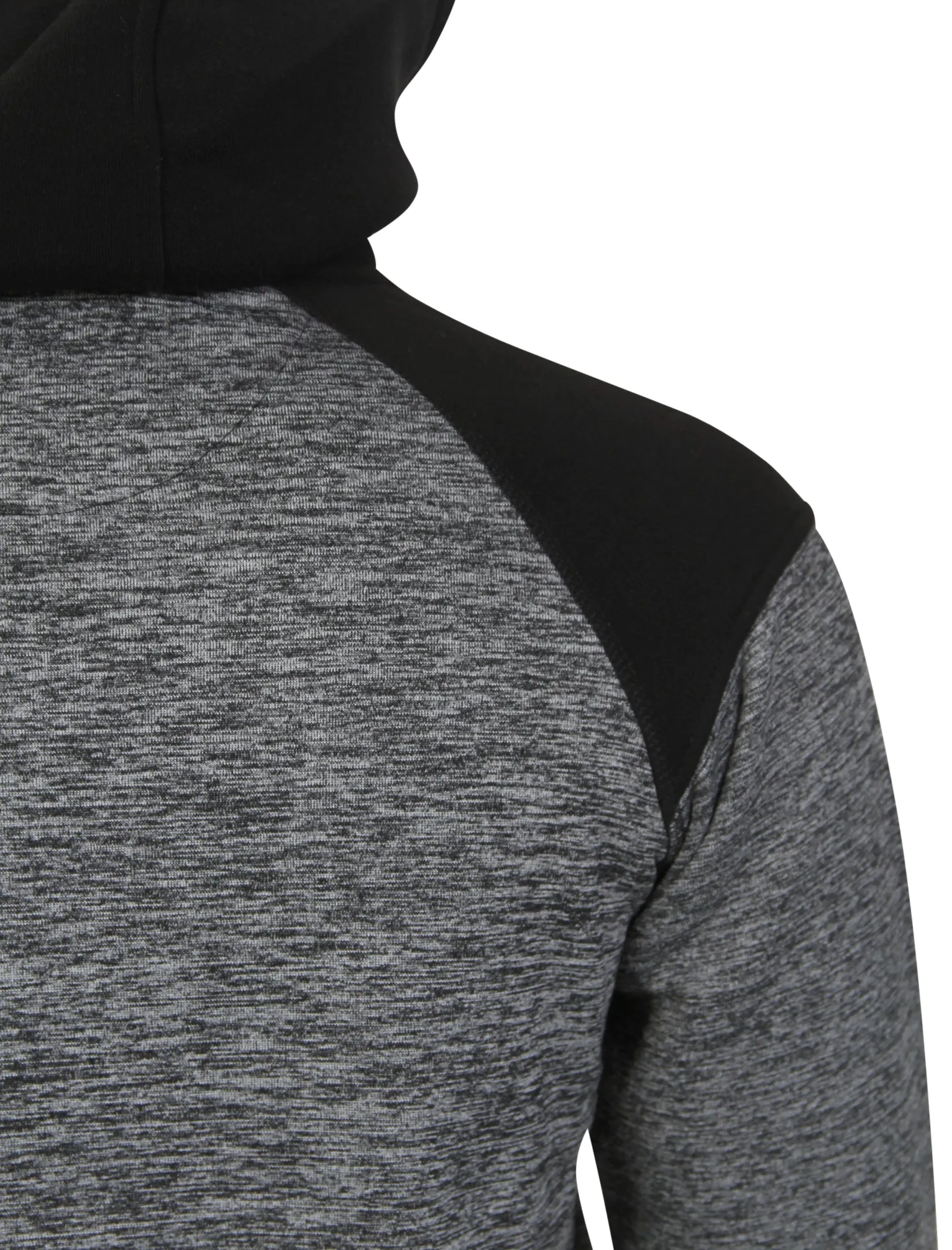 Crestfield Block Panel Zip Through Hoodie in Black / Grey Space Dye - Dissident