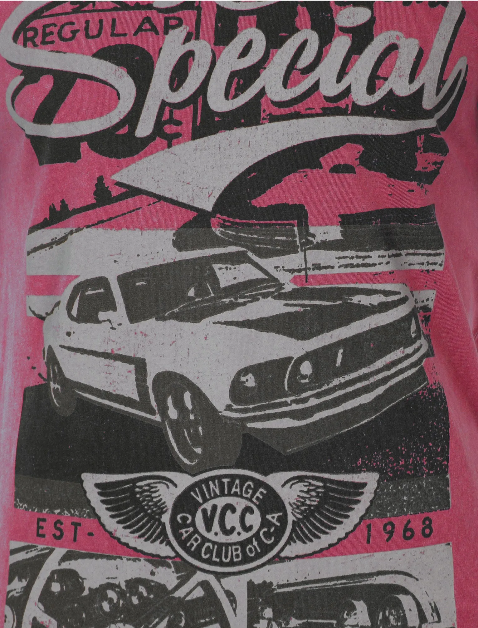 Customcar Motif T-Shirt in Bonded Pink - Dissident