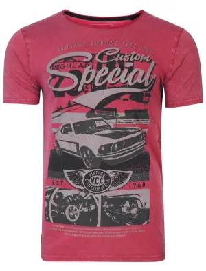 Customcar Motif T-Shirt in Bonded Pink - Dissident