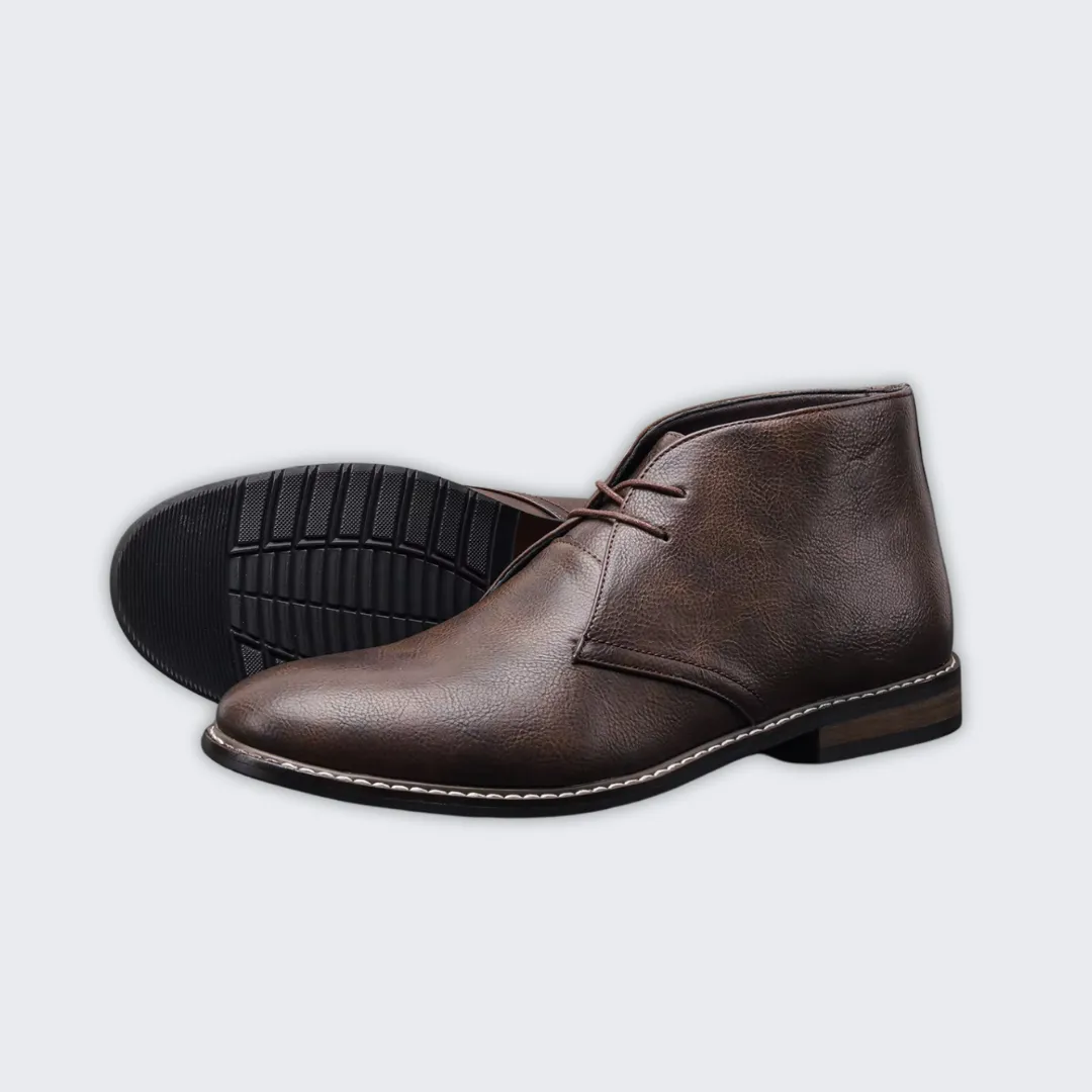 Elegant Brown Leather Casual Boots for Men - Comfort & Style