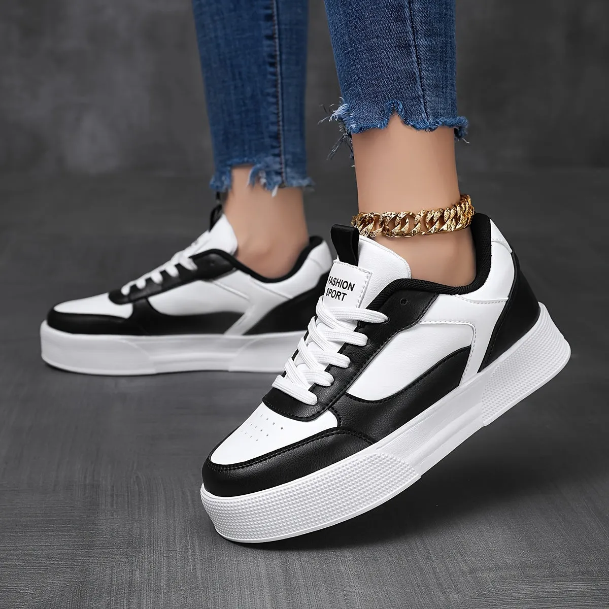 Elegant Contrast Color Platform Sneakers for Women | Perfect for Casual Days