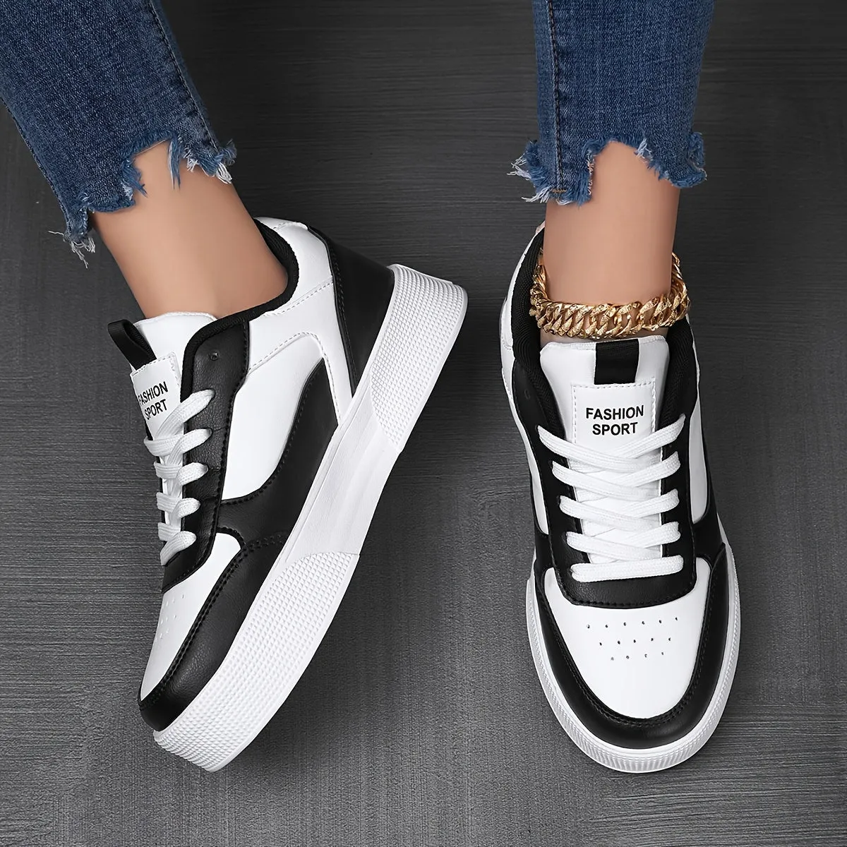 Elegant Contrast Color Platform Sneakers for Women | Perfect for Casual Days