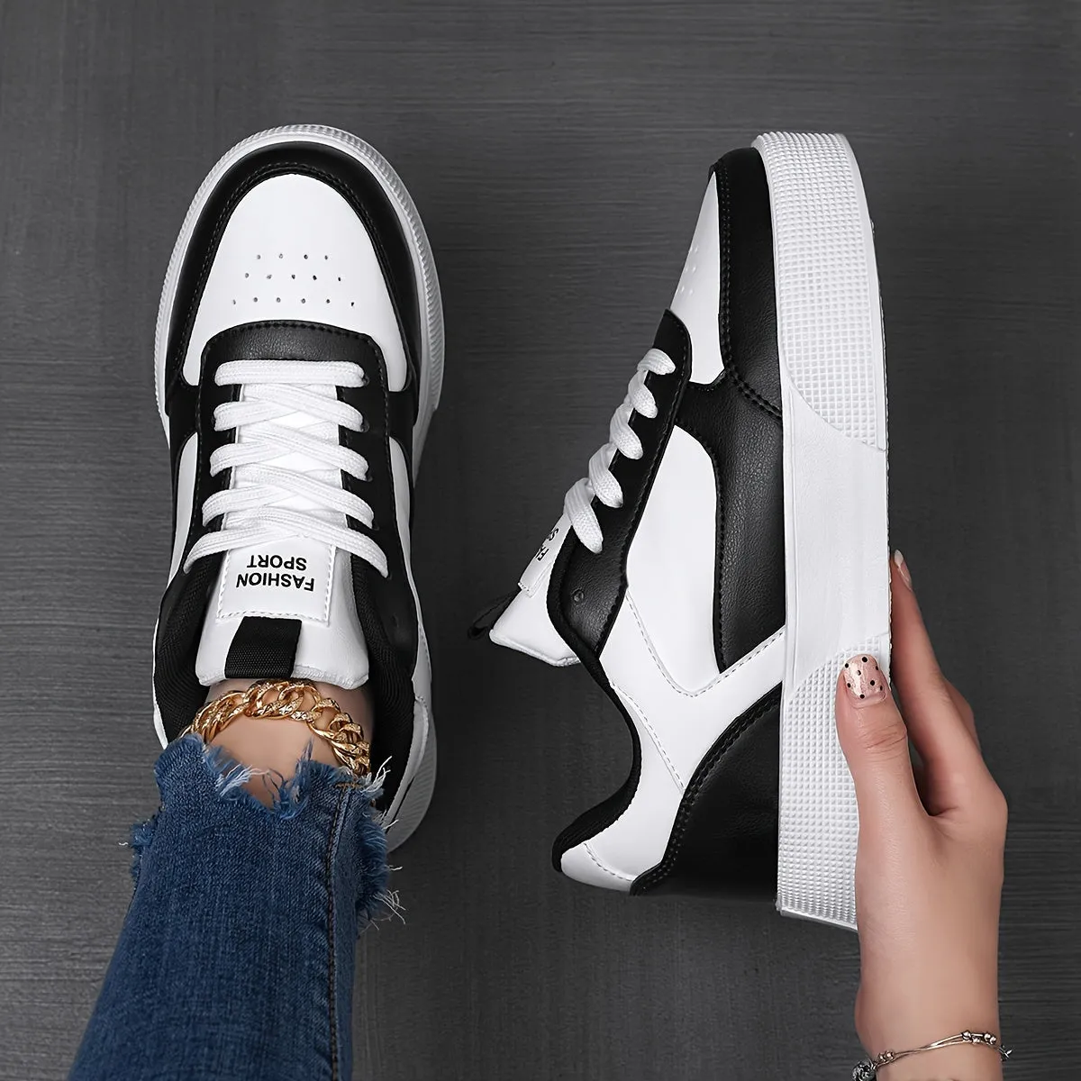 Elegant Contrast Color Platform Sneakers for Women | Perfect for Casual Days