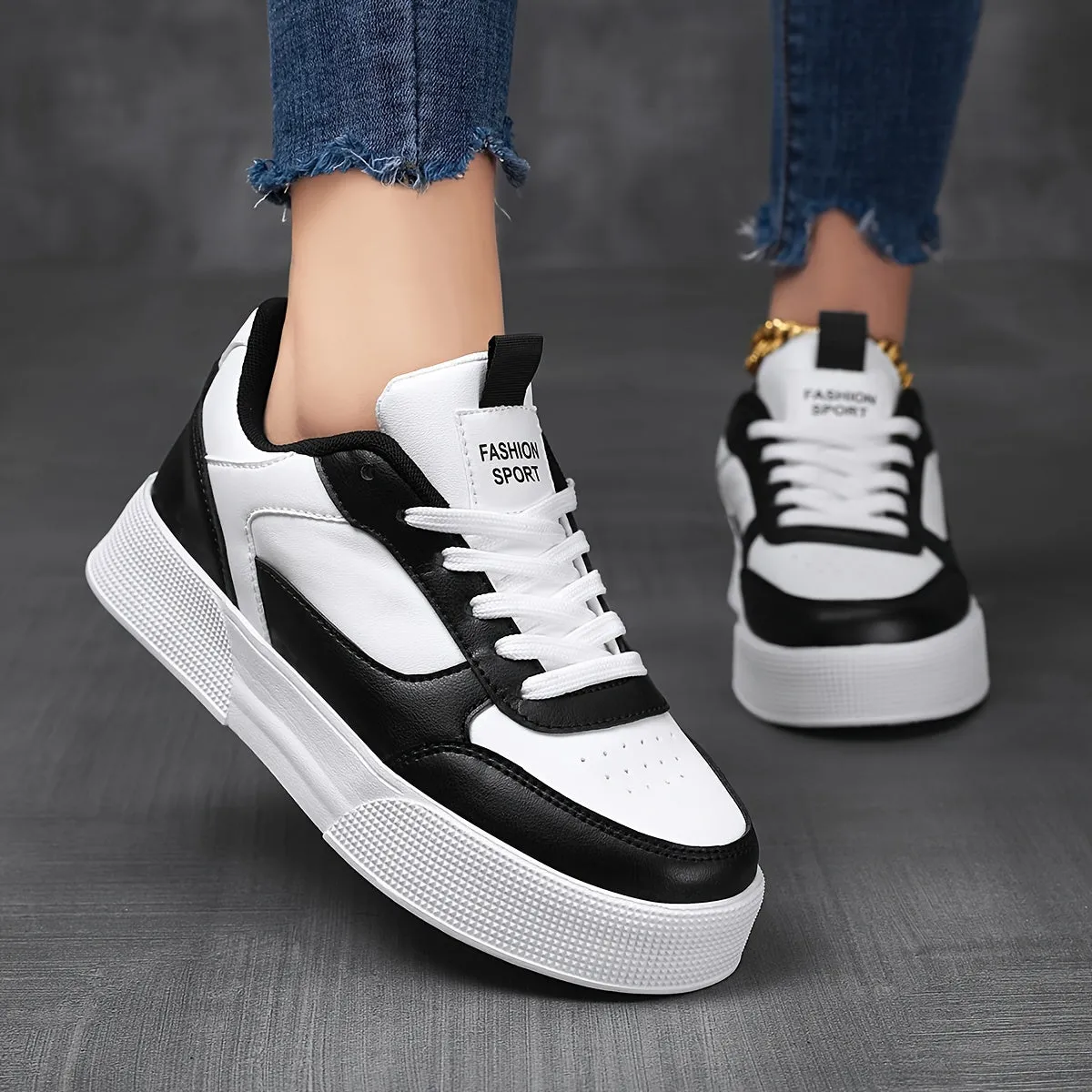 Elegant Contrast Color Platform Sneakers for Women | Perfect for Casual Days