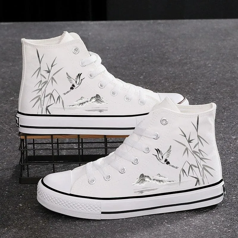 Ink High-top Canvas Sneakers for Couples Stylish and Comfortable