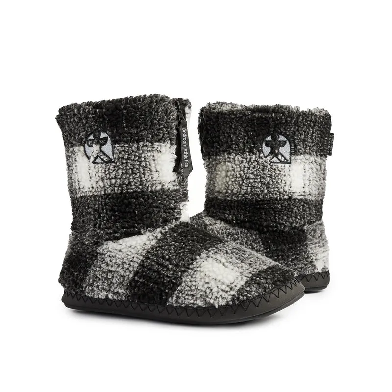 McQueen - Check Sherpa Men's Slipper Boot - Black/White Check