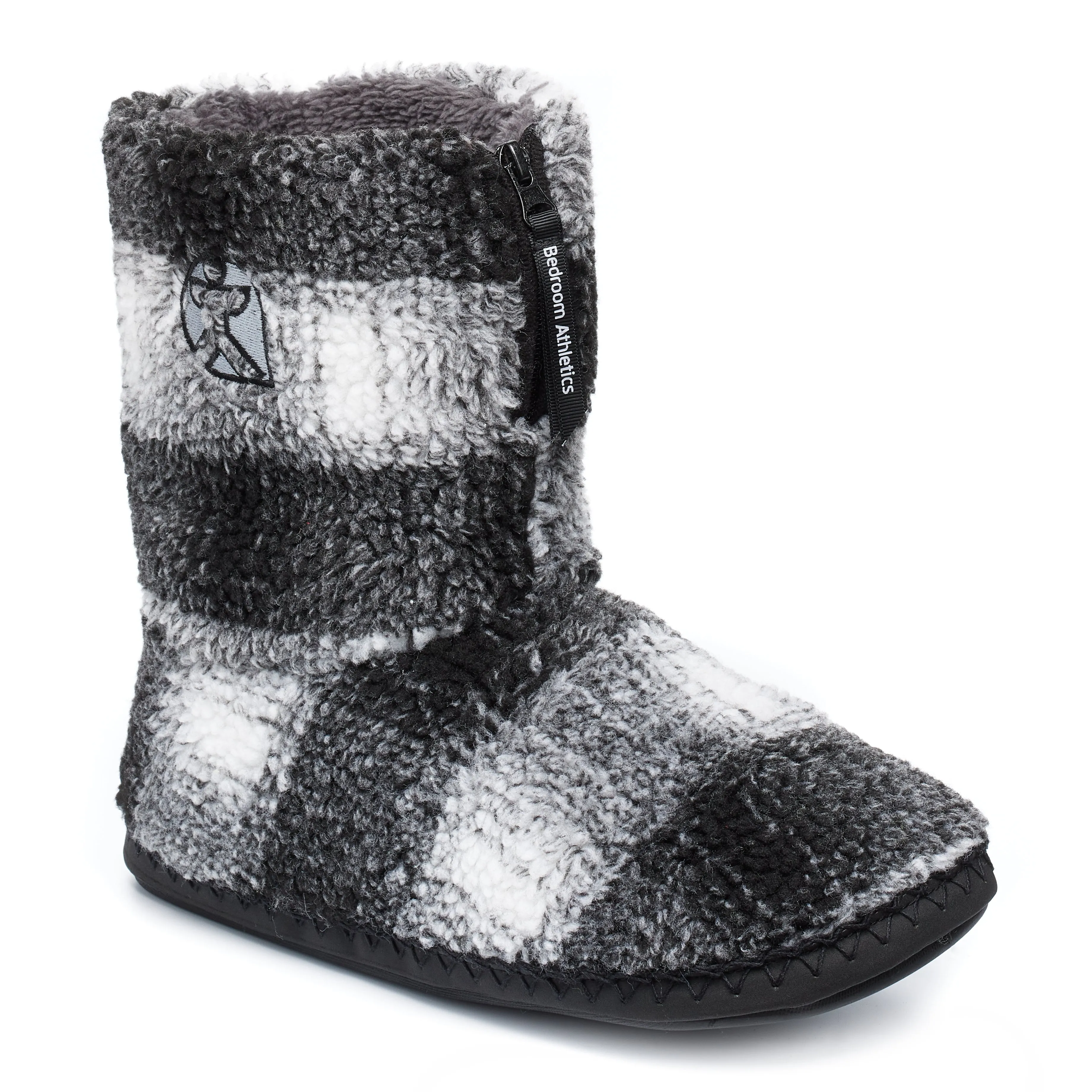 McQueen - Check Sherpa Men's Slipper Boot - Black/White Check