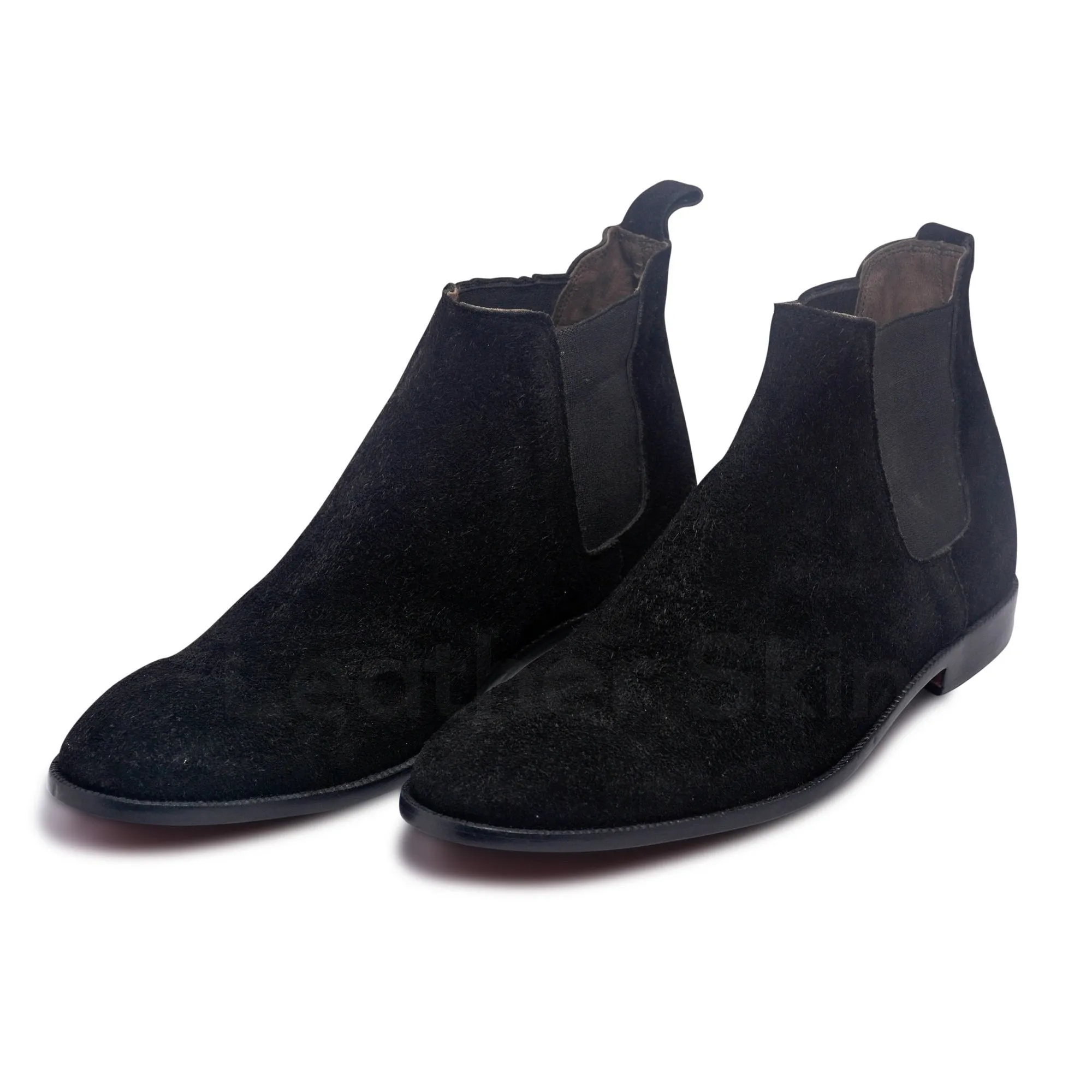 Men Black Chelsea Suede Leather Boots