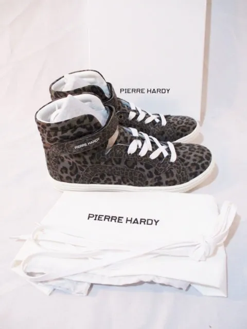 NEW PIERRE HARDY SUEDE KID GREY Sneaker Shoe 36 6 Leopard TRAINER Sport GRAY Womens