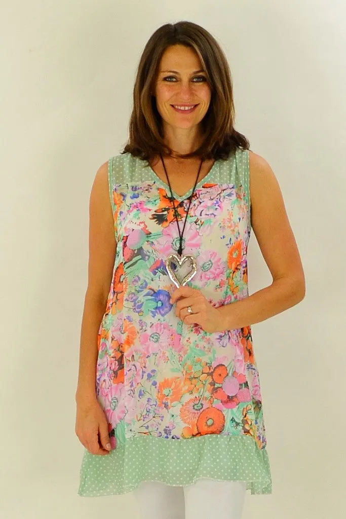 Orange Meadow Flowers Tunic