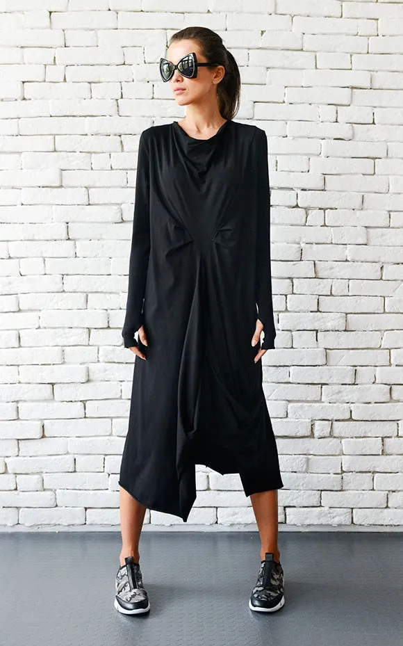 Oversize Black Loose Casual Tunic