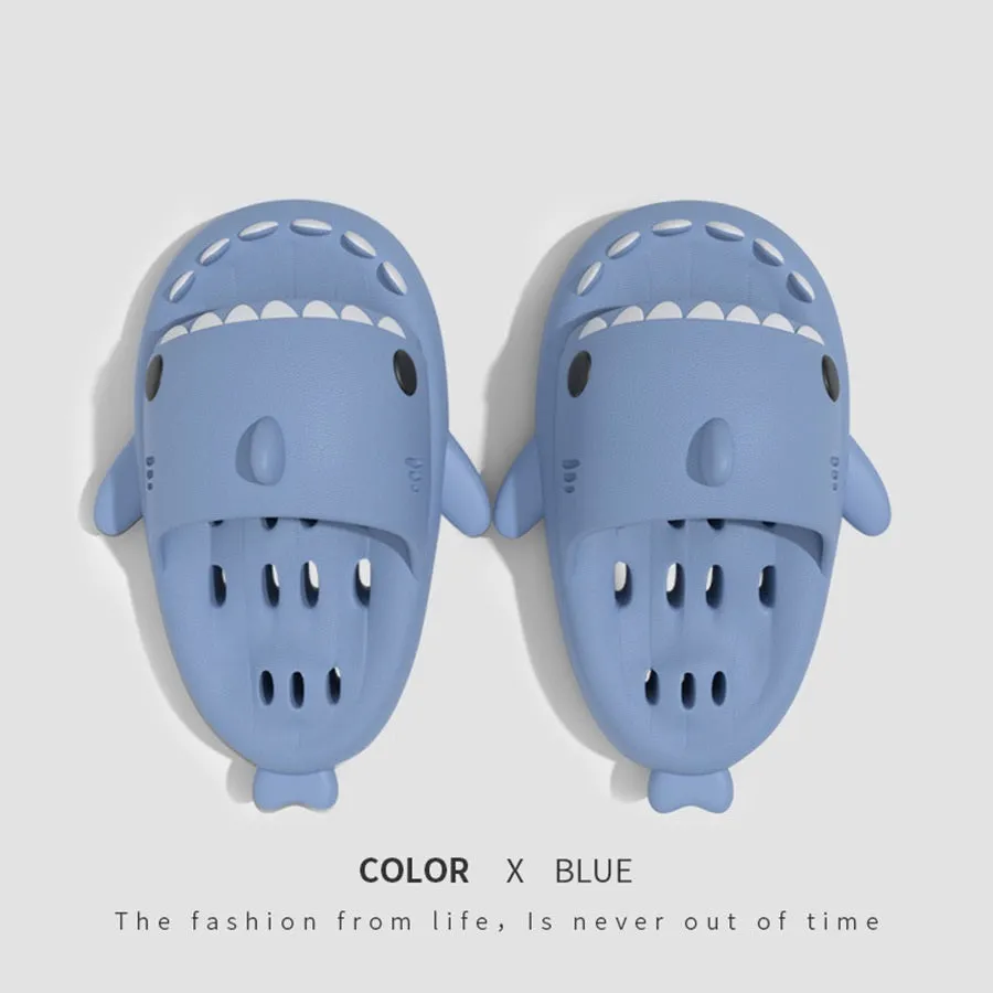 Shark Slippers With Drain Holes Shower Shoes For Women Quick Drying Eva Pool Shark Slides Beach Sandals With Drain Holes