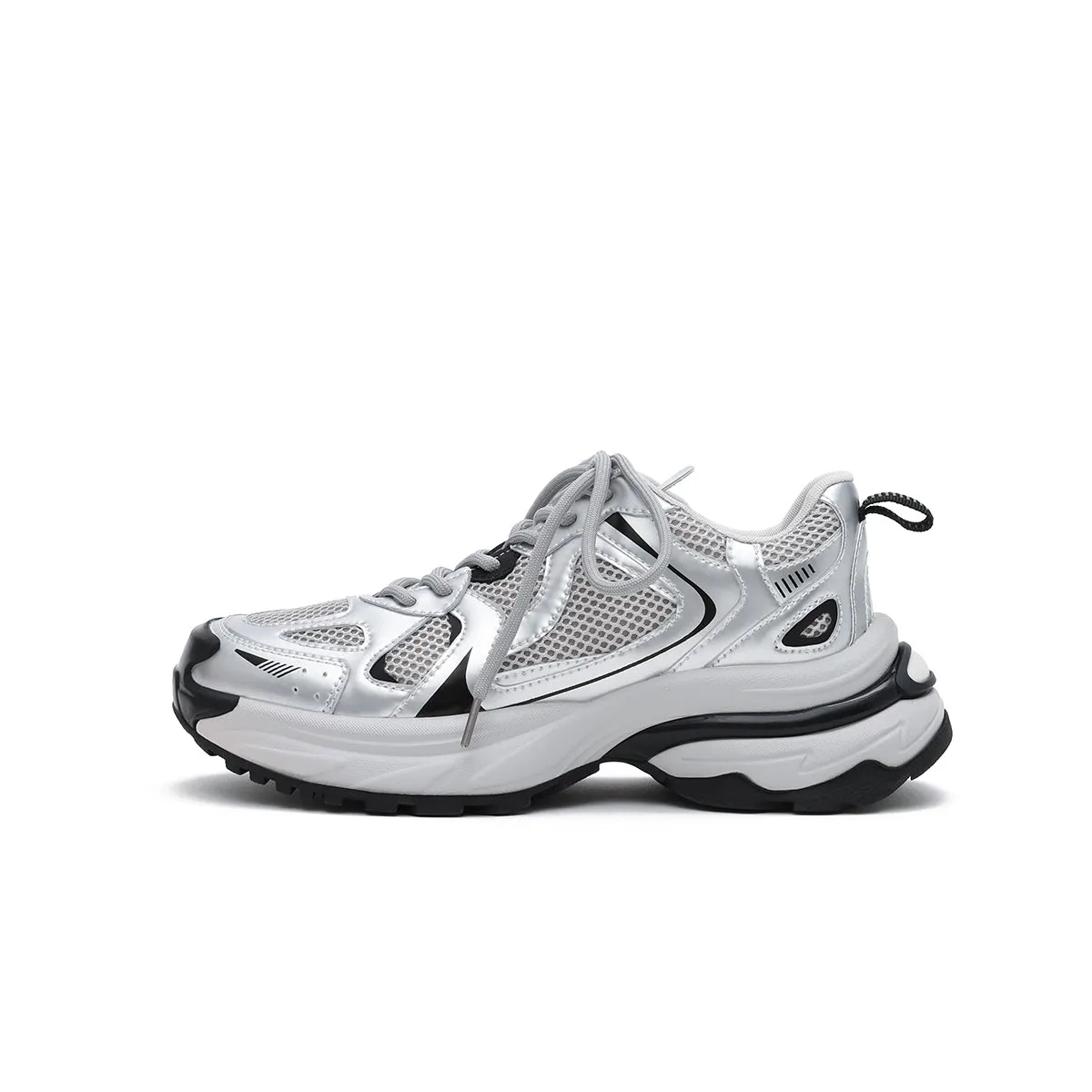 Silver Thick Sole Athletic Shoes