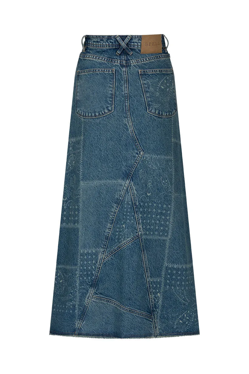 Spell Road Trip Denim Maxi Skirt - Bandana