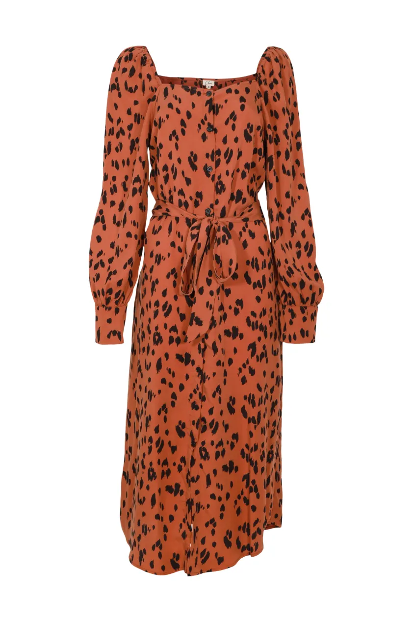 Taye Lyocell Animal Print Square Neck Maxi Dress