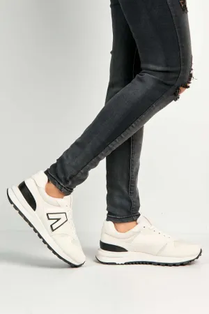 Vanna V Letter Detail Lace Up Trainers in White