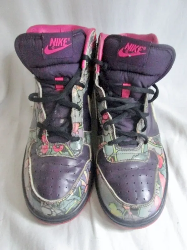 Womens Nike DUNK GRAND HIGH 358858-511 Hi-Top Basketball Sneaker 9 PURPLE PINK FLORAL